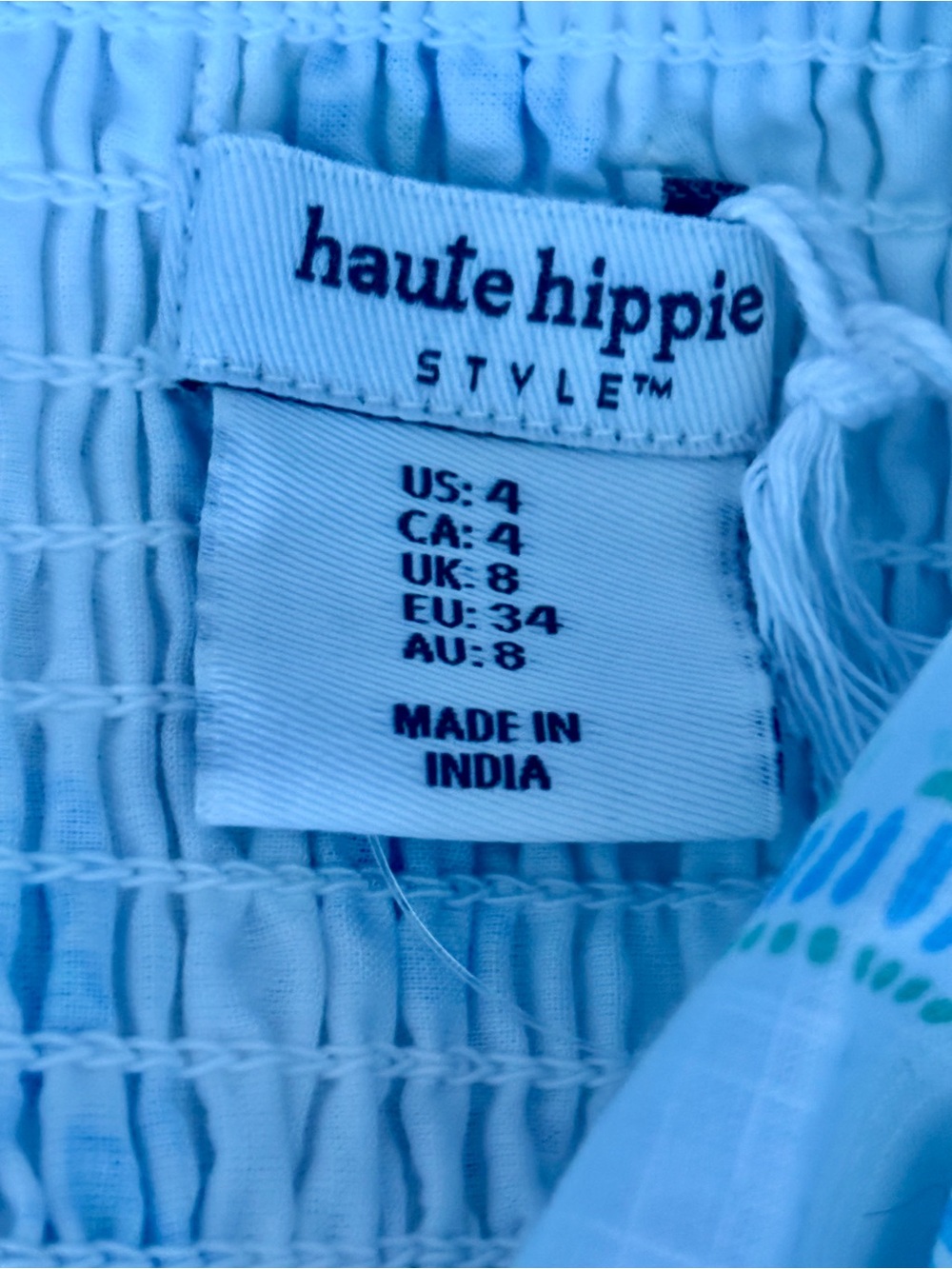 NWT Haute Hippie Light Blue and White Ikat print cotton sundress-4 - Picture 9 of 11